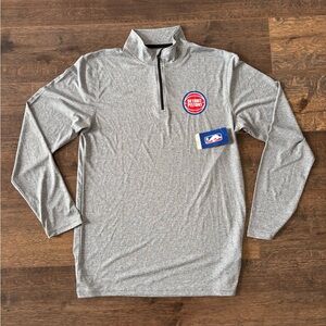 Brand New Ultra Game NBA Detroit Pistons Men's Gray Quarter-Zip Pullover Medium